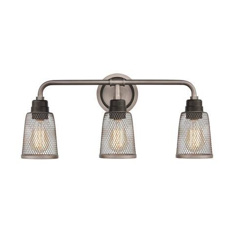 Glencoe 3-Light Vanity Light in Oil Rubbed Bronze with Weathered Zinc Metal Mesh