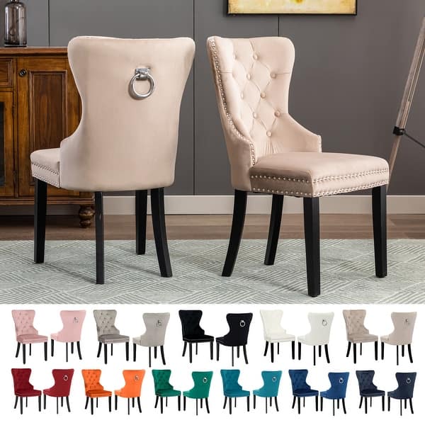 Grandview Tufted Upholstered Dining Chair (Set of 2) with Nailhead Trim and Ring Pull On Sale