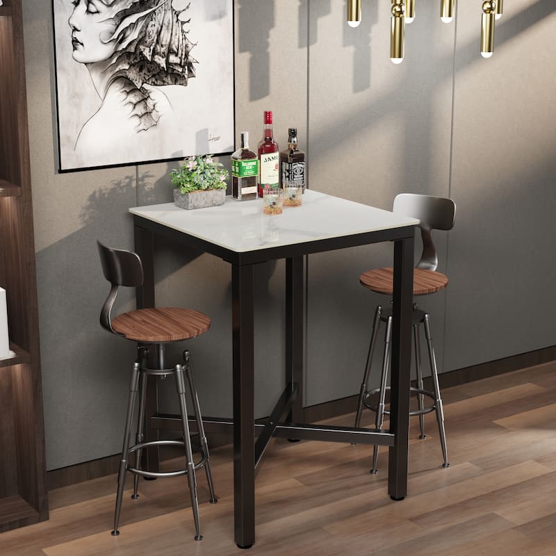 42" Tall Pub Square Bar Table Sintered Stone Top Dining Table - 28"W x 28"D x 42"H
