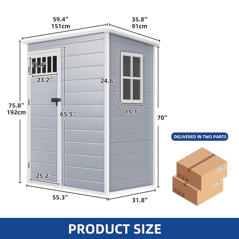 Moasis 5x3FT Outdoor Storage Shed with Lockable Door - 5' X 3'