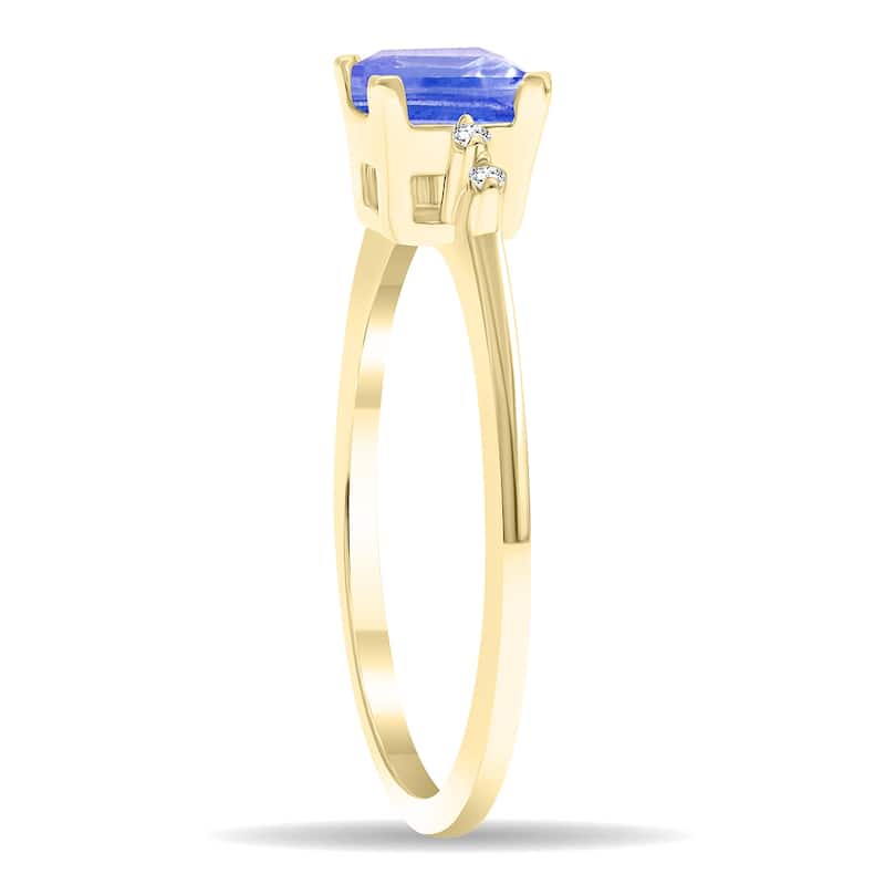 Women's Square Shaped Tanzanite and Diamond Sparkle Ring in 10K Yellow Gold
