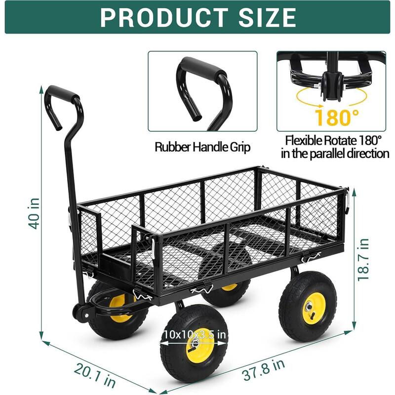 880 Lbs Capacity Garden Wagon Carts on Wheels for Lawn Garden Yard