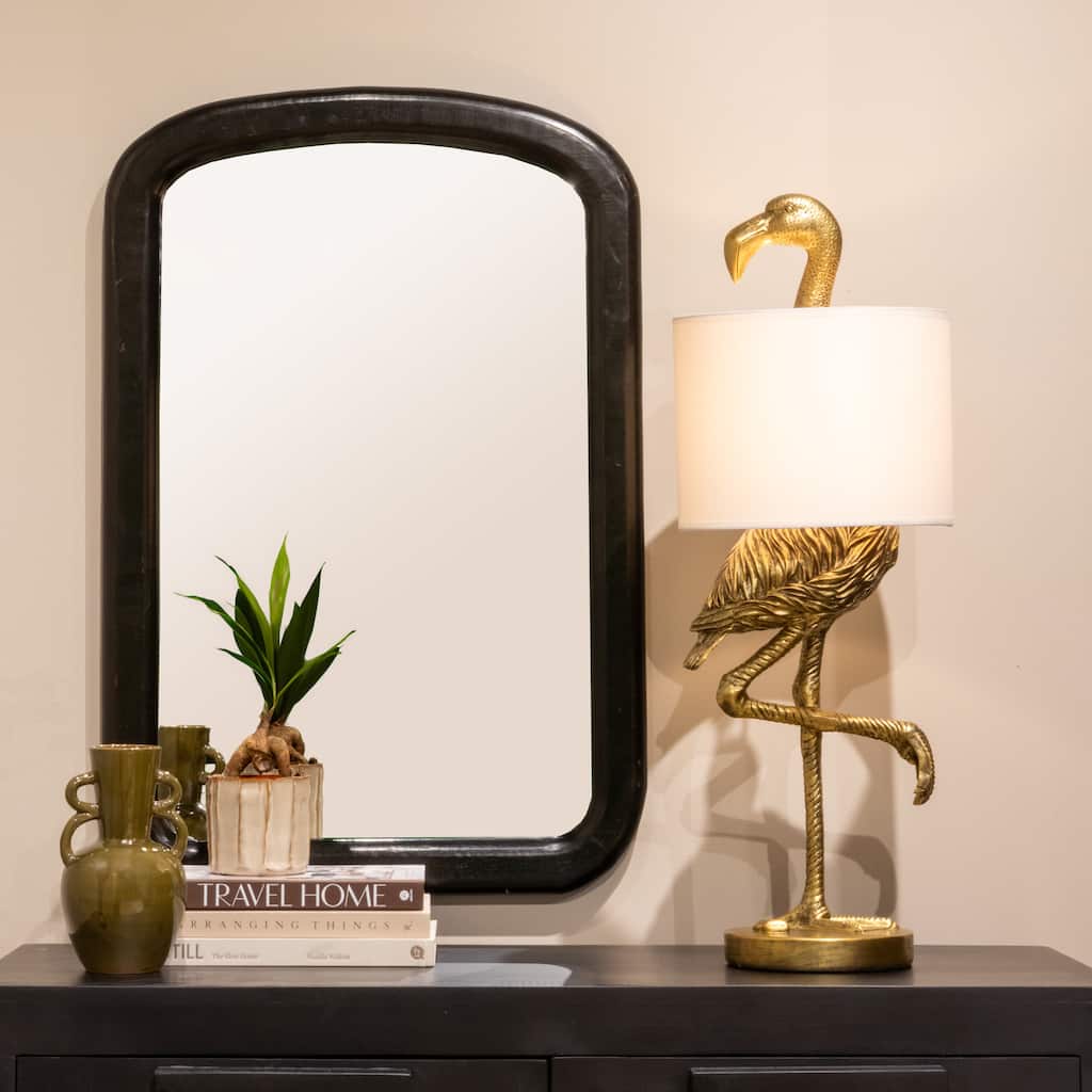 Resin Flamingo Table Lamp with Linen Shade