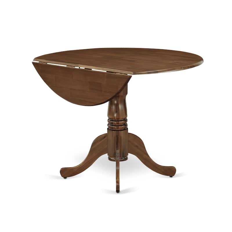 East West Furniture Dining Table Set Contains a Round Kitchen Table and Upholstered Chairs, Antique Walnut (Pieces Options)