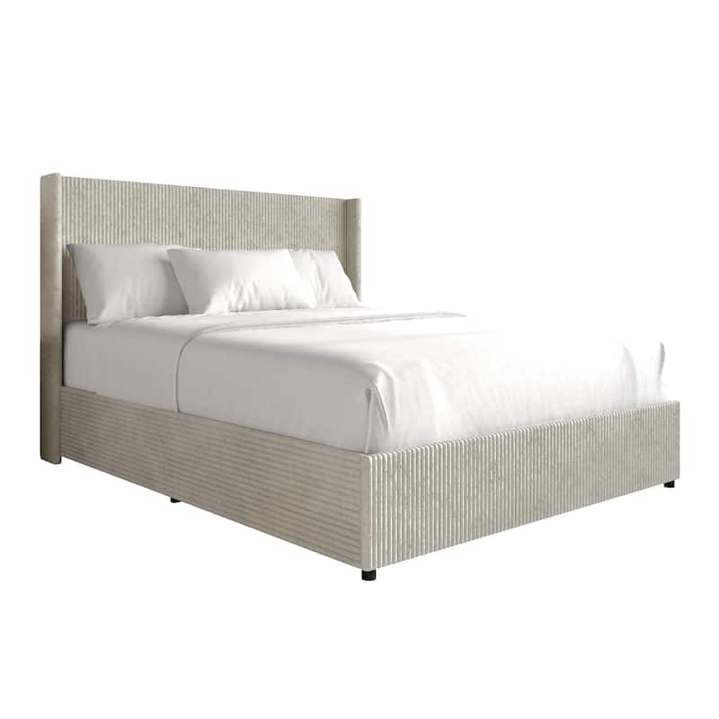 CraftPorch Luxury Wingback Platform Lift Up Storage Bed