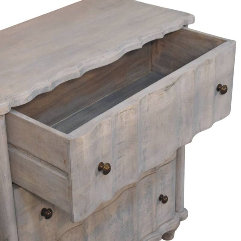 Artisan Furniture Solid Wood Curved Leg Chest, Grey, 3-Drawers