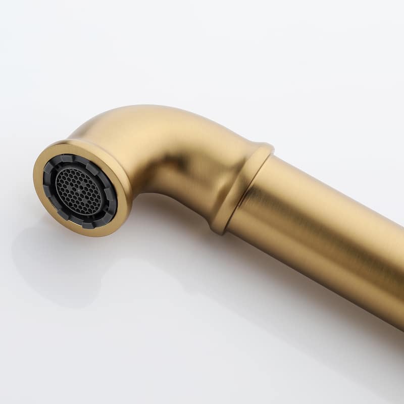 6.49"H Solid Brass Industrial Style Widespread 2-Handle Bathroom Faucet