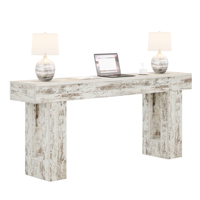 63-Inch Farmhouse Wooden Sofa Console Entryway Table for Living Room
