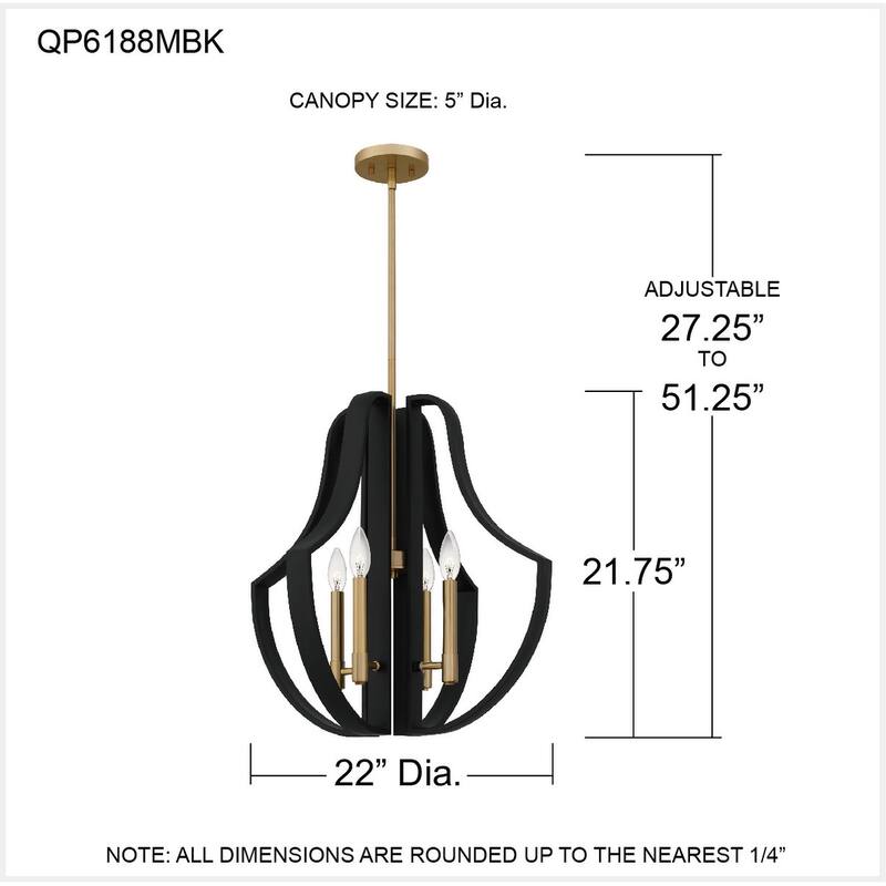 Talia 4-Light Matte Black Pendant Light