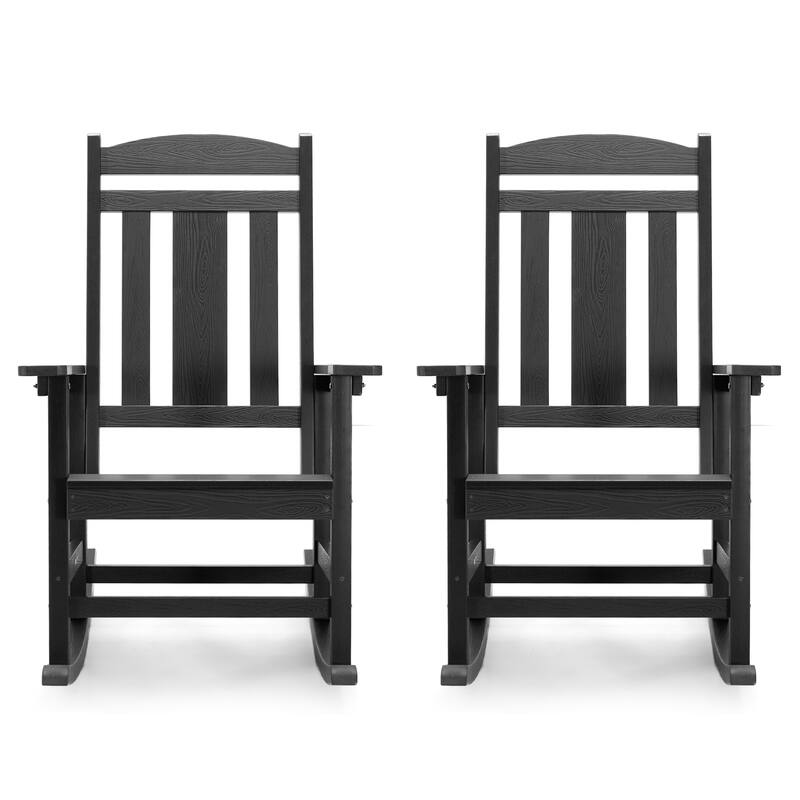 Eco-Friendly Plastic Outdoor Adirondack Rocking Chairs For Porch Set of 2