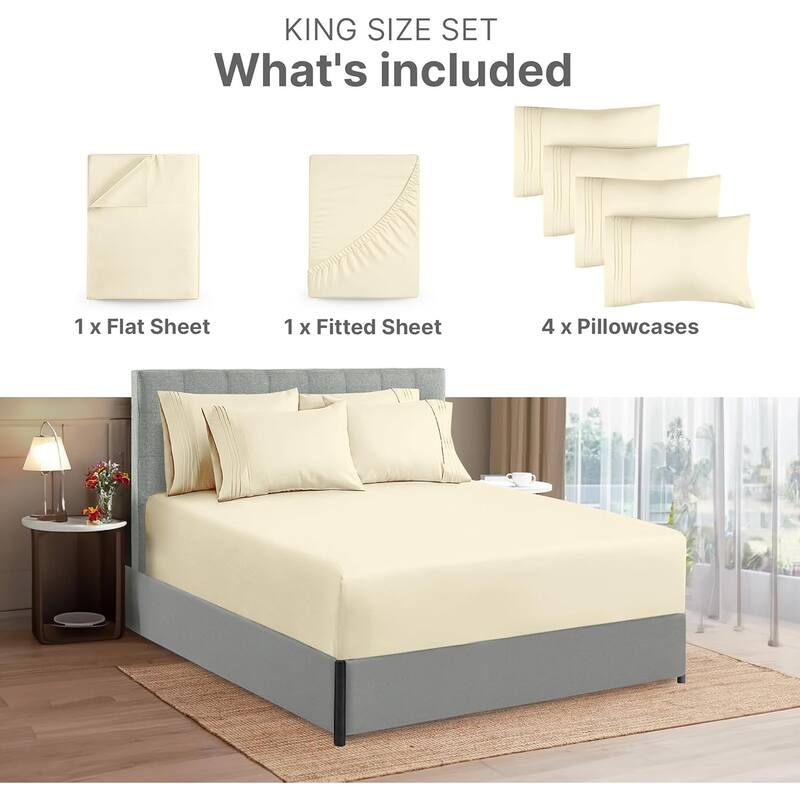 CGK Linens 6 Piece Extra Deep Pocket Microfiber Hotel Luxury Bed Sheets Set