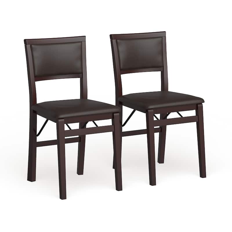 Porch & Den Aldersey Espresso Folding Chair with Dark Brown Seat (Set of 2) - Set of 2 - Espresso - Short