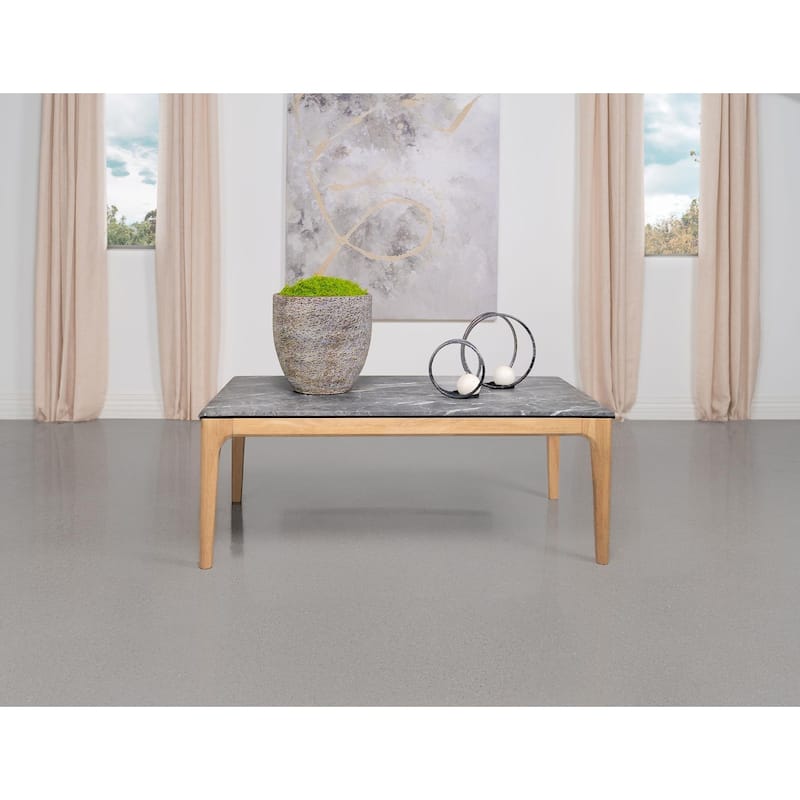 Blaine Grey Coffee Table with Marble-like Top