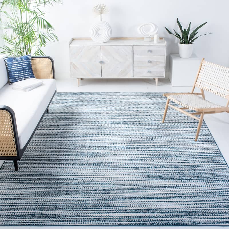 SAFAVIEH Lagoon Laraine Stripe Rug - 6'7" Square - Navy/Ivory