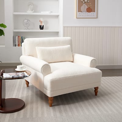 Oversized Upholstered Lounge Chair, Single Sofa Chair with Circular Armrests, Accent Chair with Roman Column Legs