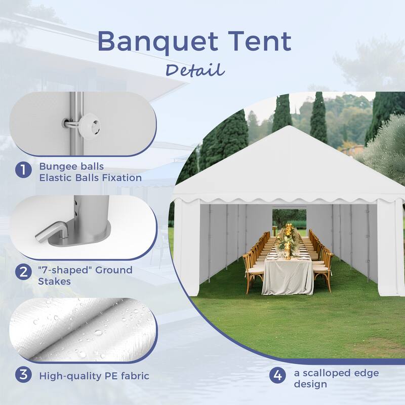 20' x 40' Large Patio Wedding Party Tent with 12 Removable Sidewalls Outdoor Gazebo Event Shelter Canopy with Carry Bags