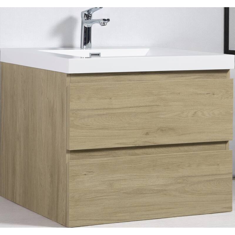 30" Wall-Mounted Bathroom Vanity with Resin Sink - Floating Bathroom Cabinet with Soft-Close Hinges,Floating Vanity Cabinet