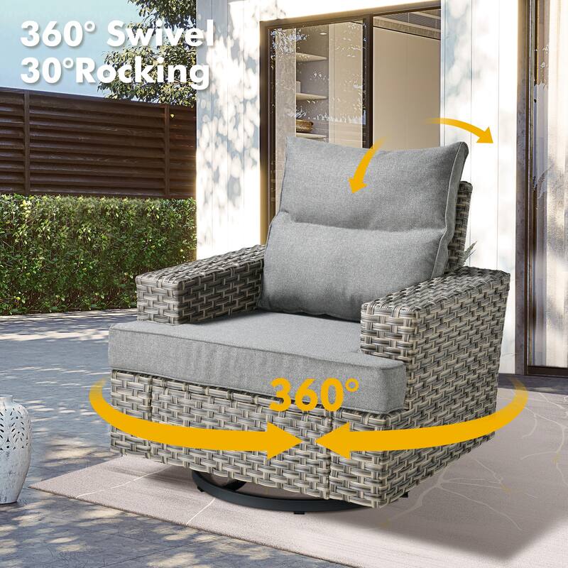XIZZI 9-piece Outdoor Patio Wicker Furniture Swivel Chair Set