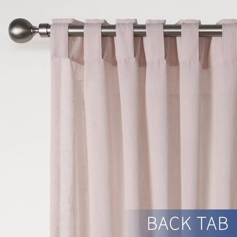 Linen Texture Double Ruffle Semi-sheer Curtain Pair(2 panels)