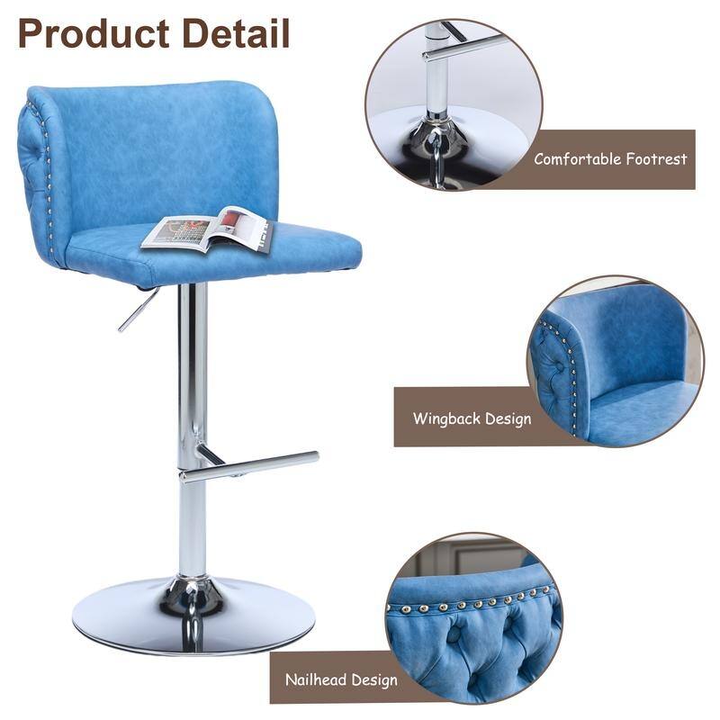 Modern Upholstered Swivel Adjusatble Height Barstools Set of 4