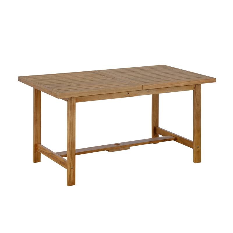 5-Piece Outdoor Acacia Wood Dining Set with Rectangular Table and Umbrella Hole for Family Gatherings