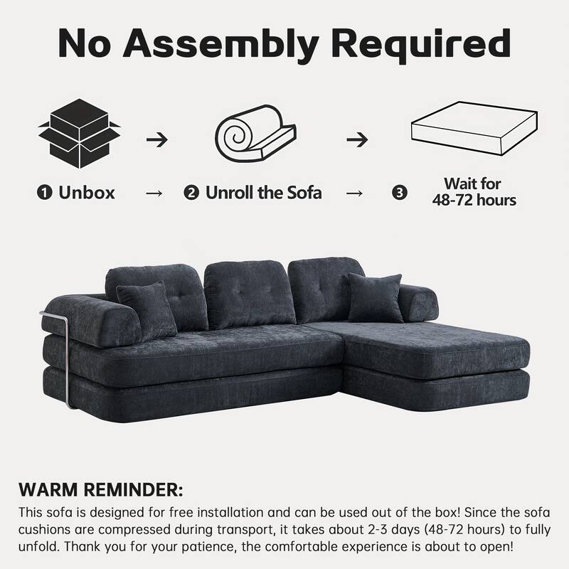 Chenille Memory Foam Sleeper Couch Freely Assembled Sectional Sofa with Chaise and Movable Armrests for Freely Assembled
