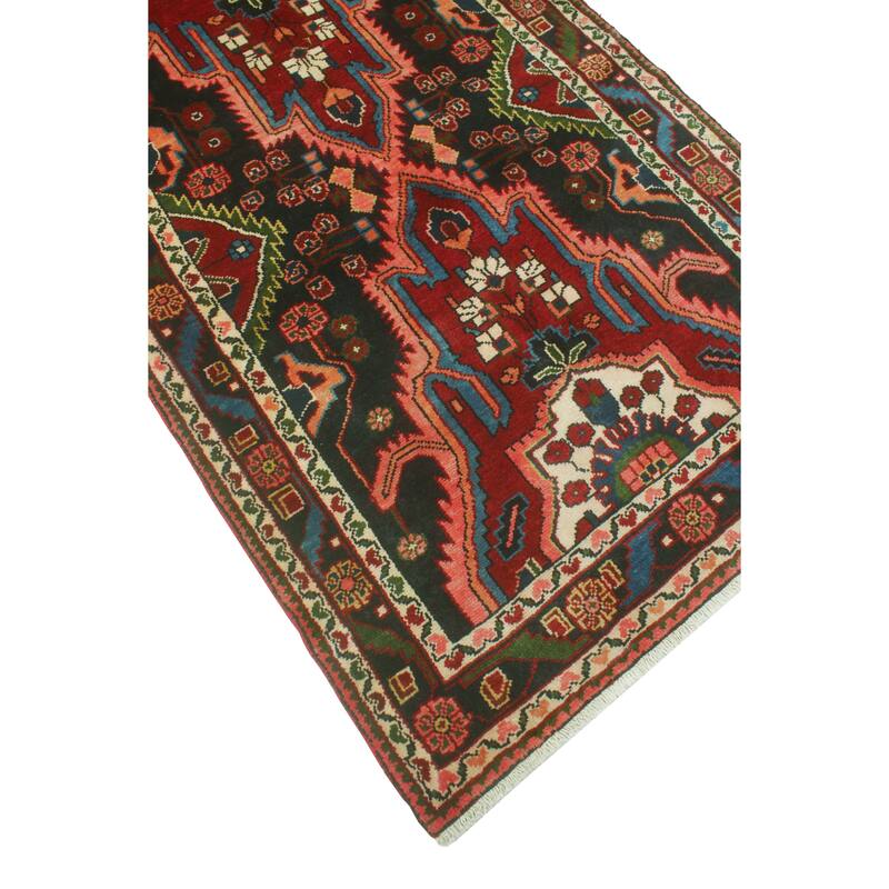 Noori Rug Fine Vintage Distressed Bemeere Red/Charcoal Runner - 3'10" x 11'9"