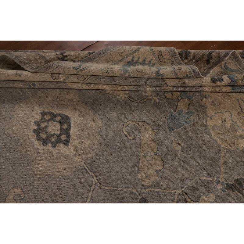 Vegetable Dye Oushak Turkish Rug Hand-Knotted Living Room Wool Carpet - 9'4"x 11'8"