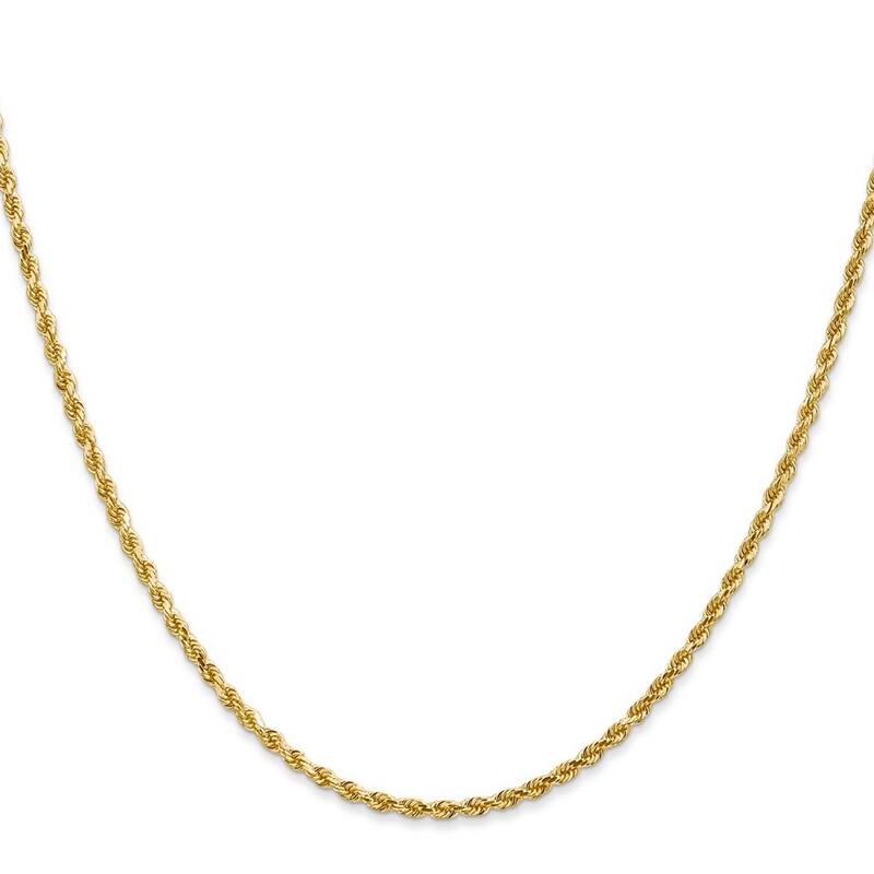 Curata Women's 14k Yellow Gold 2.25mm Diamond-Cut Rope Chain Anklet - 10 Inch