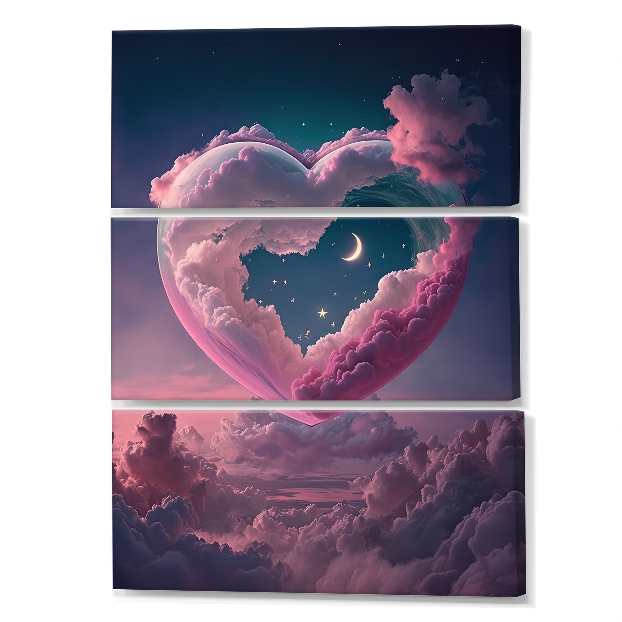 Designart Cotton Candy Cloud Heart I Romantic Abstract Canvas