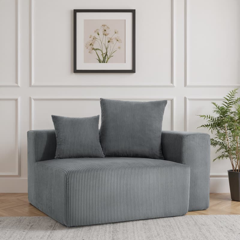 Corduroy Upholstered Modular Sectional Sofa with Ottoman