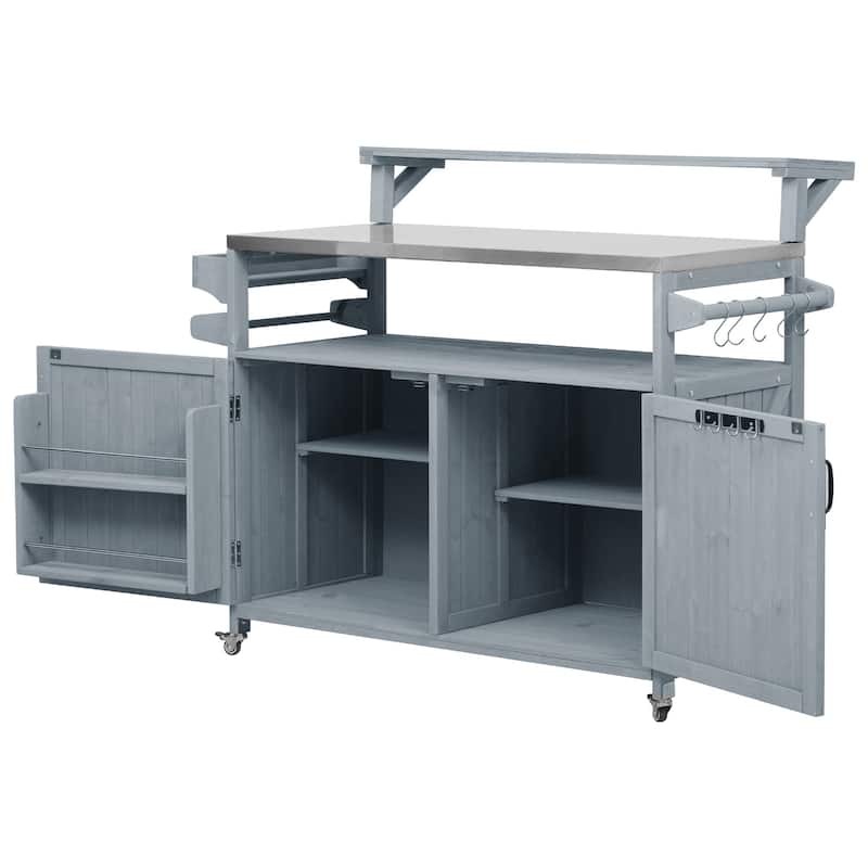 Outdoor Kitchen Island Rolling Grill Cart Sideboards Prep Table