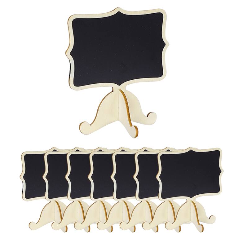 8pcs Wood Mini Chalkboard Signs w Support Easel DIY for Message Tags - Beige
