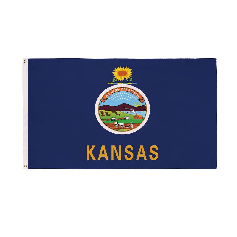 State of Kansas Double Sided Estate Flag w/ 2 Grommets, 3'x5'