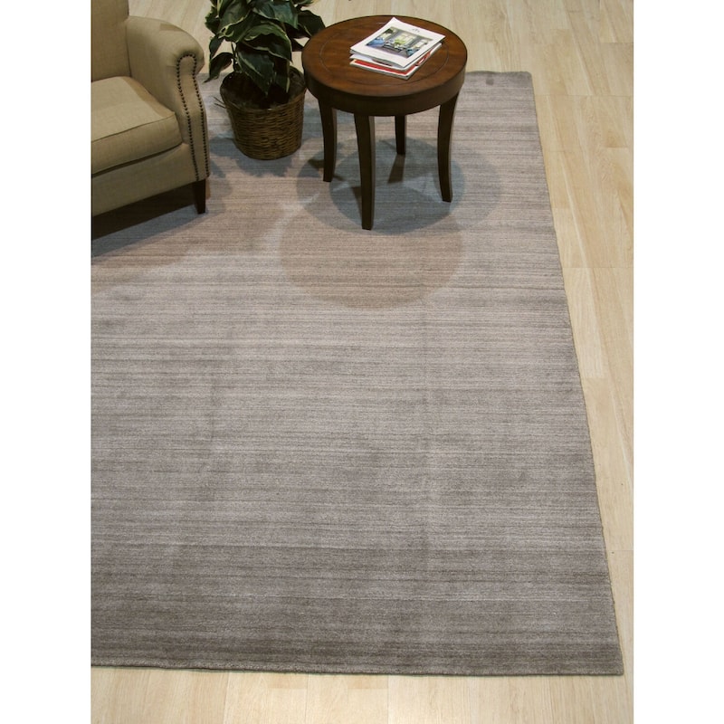 Brown Handmade Wool & Viscose Transitional Urban Rug, 9' x 12', Plush Elegant Home Accent - L