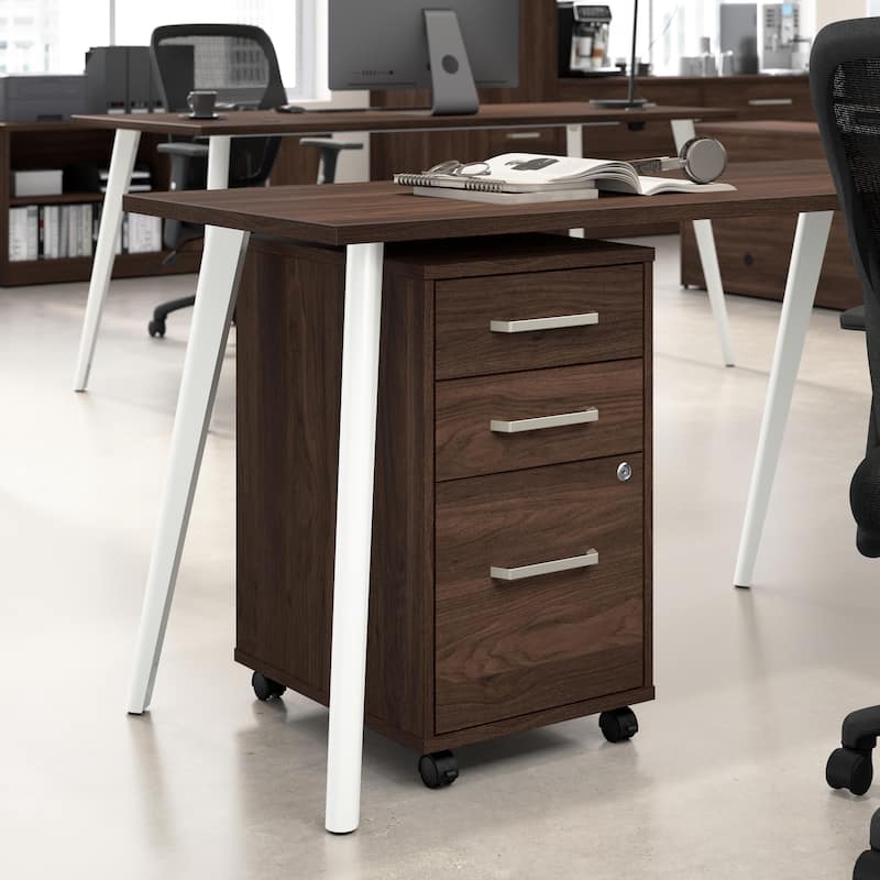Bush Business Furniture Vista 3 Drawer Mobile File Cabinet - Black Walnut