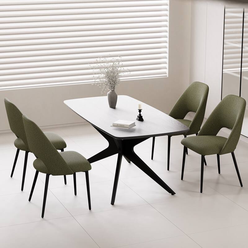 Modern Dining Table for 4, Kitchen Table with Wooden Top