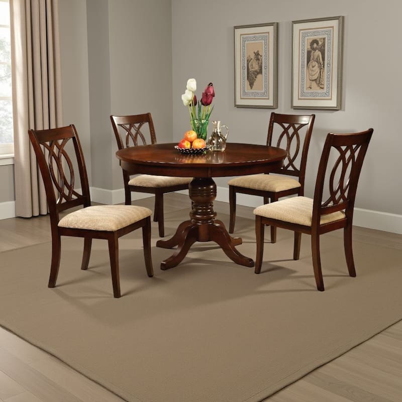 Round Wooden Dining Table with Pedestal Base, Brown