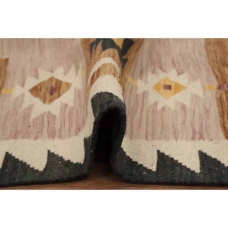 Hand Woven Oriental 100% Wool Carpet Southwestern Tribal Pink Kilim Area Rug - 6' 9'' X 5' 0''