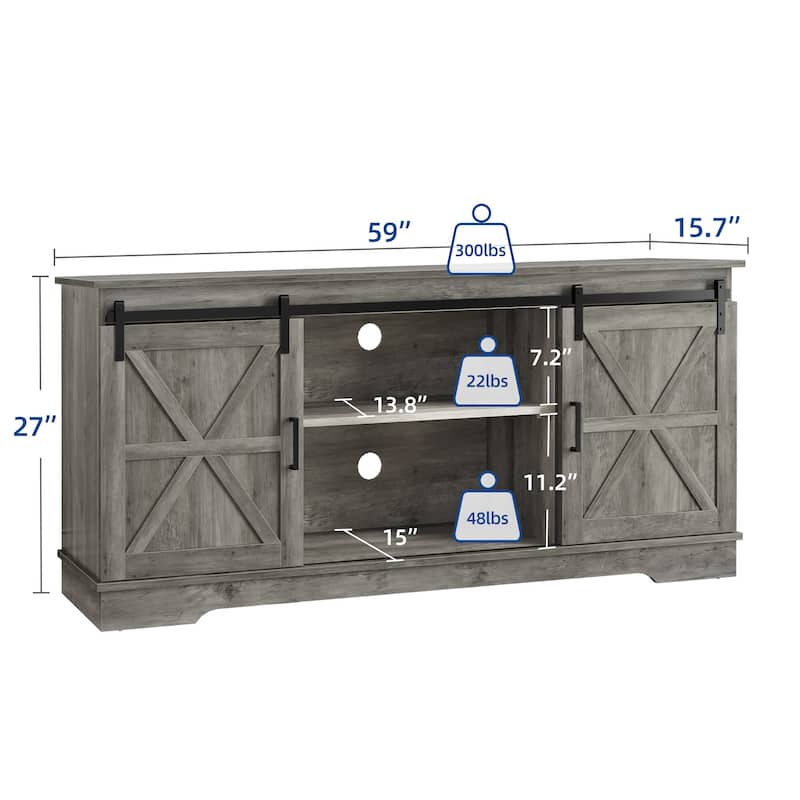 Evelynn TV Stand Sliding Barn Door Farmhouse Wood Entertainment Center for TVs Up to 65" White