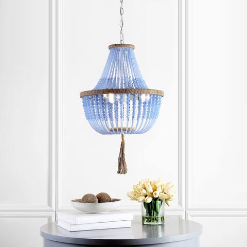 SAFAVIEH Lighting Kristi Adjustable 3-light Blue Pendant Lamp - 16.5"x16.5"x29.75- 111.75"