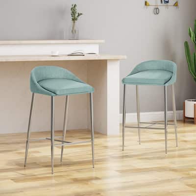 Bandini Modern Upholstered Counter Stools with Chrome Legs (Set of 2) by Christopher Knight Home