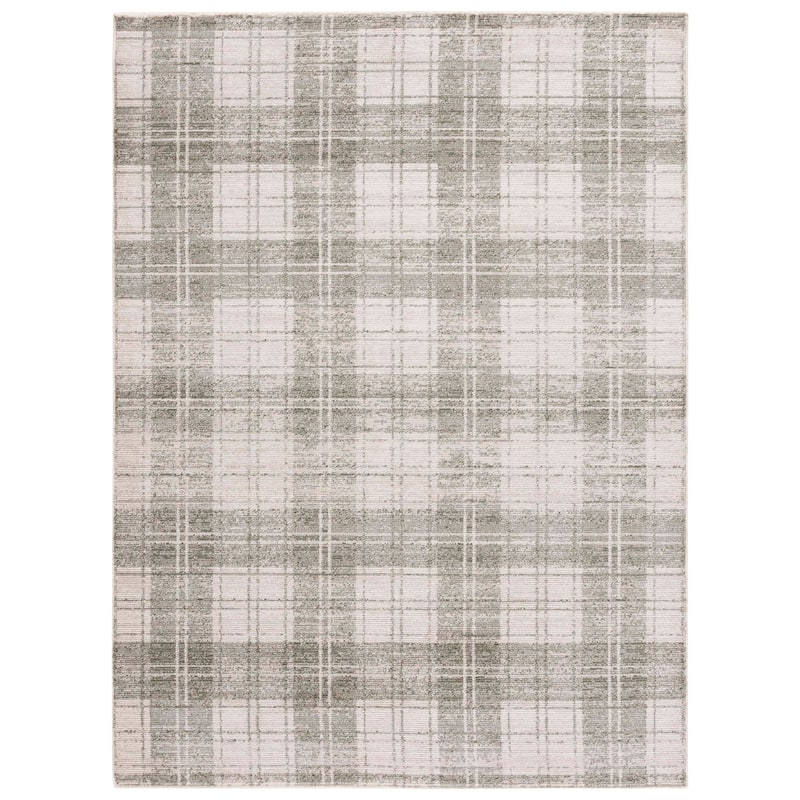 SAFAVIEH Oxford Plaid Irit Farmhouse Rug - 5'3" x 7'6" - Green/Ivory