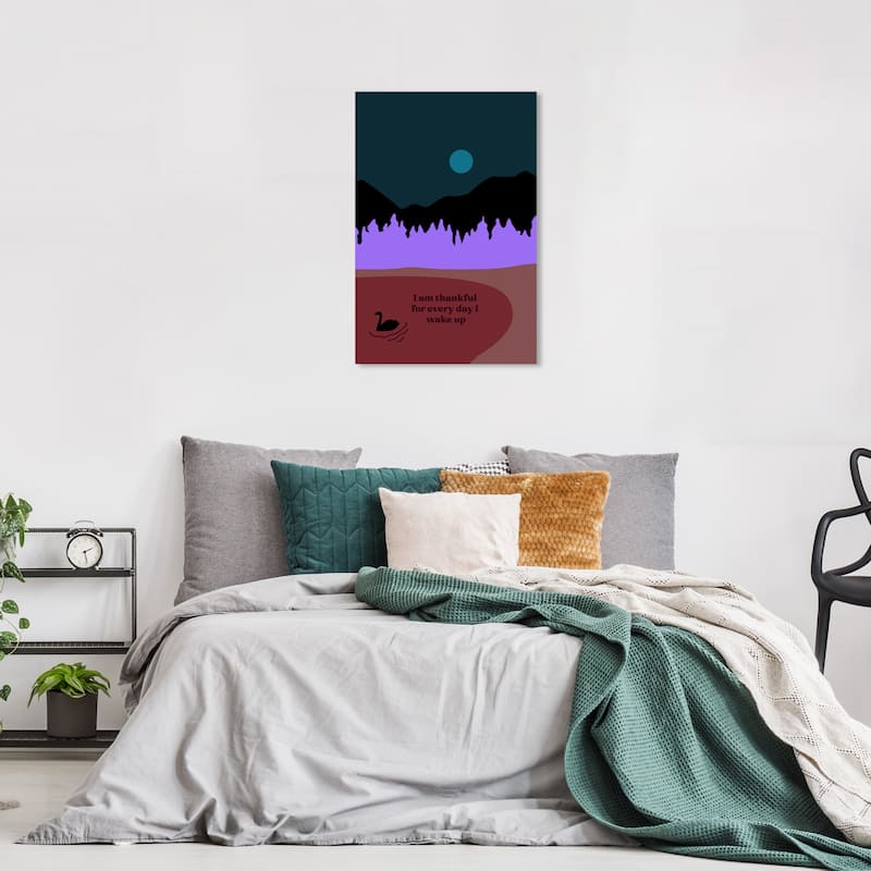 Wynwood Studio Canvas Typography and Quotes Grateful Duckling Blue and Modern & Contemporary Wall Art Canvas Print - 24 x 16