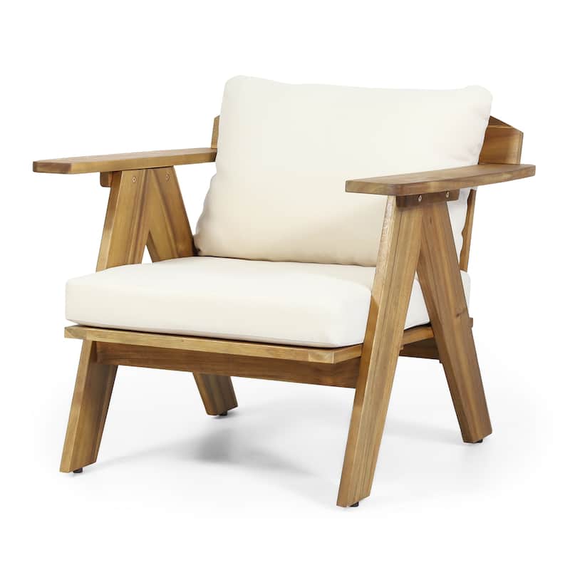 Arcola Outdoor Acacia Wood Club Chairs with Cushions (Set 2) by Christopher Knight Home