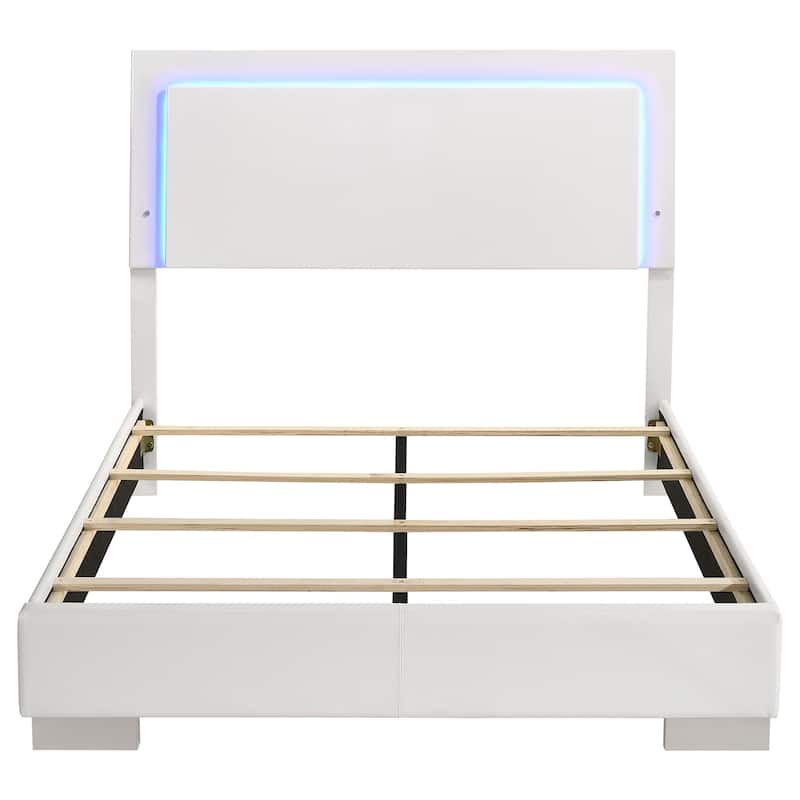 Felicity Wood LED Panel Bed White High Gloss