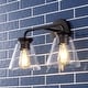 preview thumbnail 23 of 33, Kondo 6.38" Modern Farmhouse Iron LED Vanity, Oil Rubbed Bronze/Clear by JONATHAN Y 2 Light