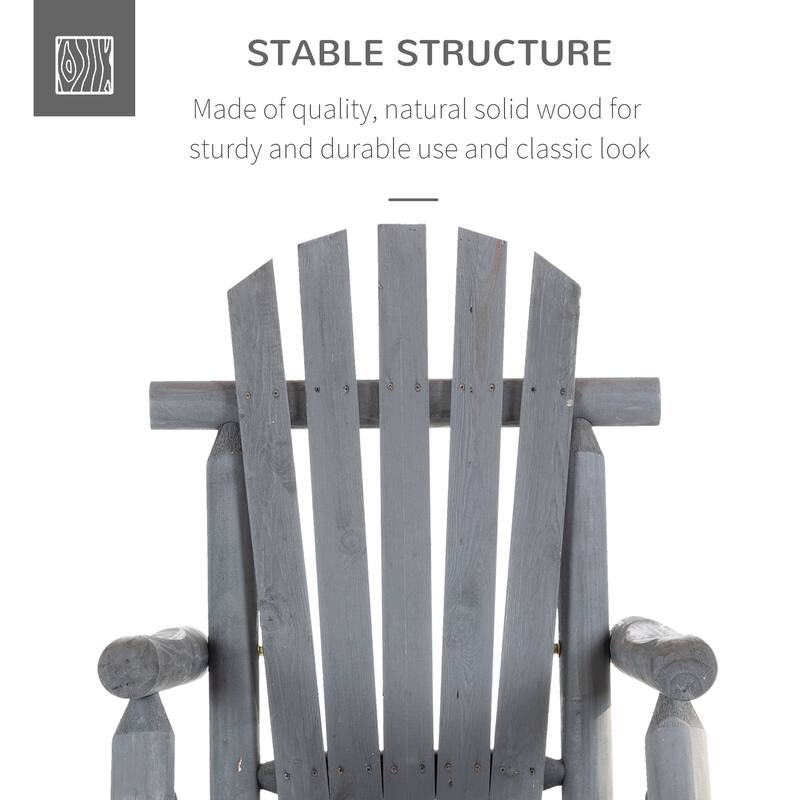 Outsuuny Adirondack Rocking Chair with Slatted Design and Oversize Back for Porch, Poolside, or Garden Lounging