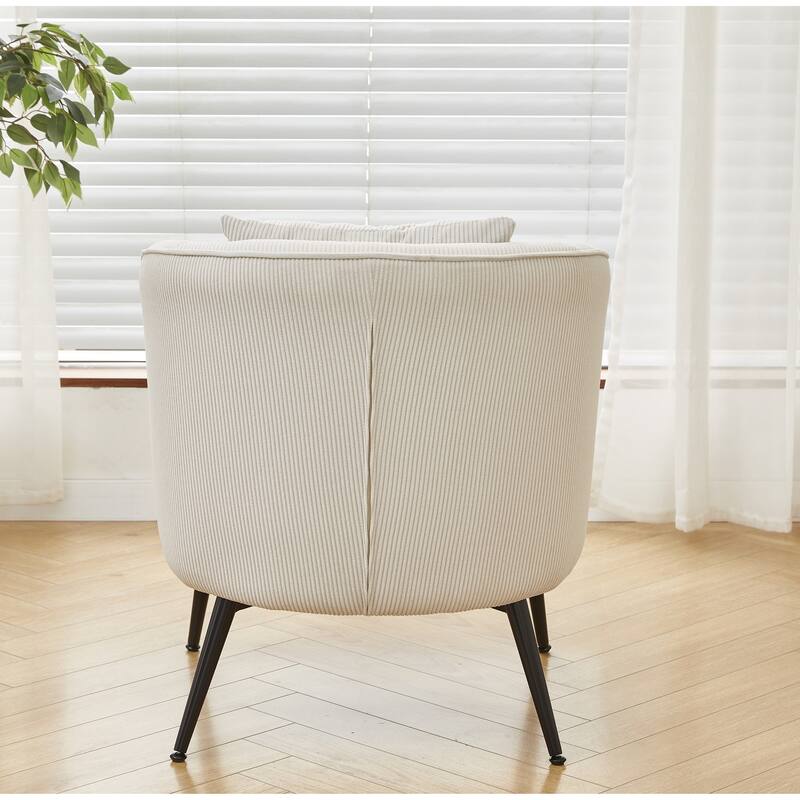 Modern Channel Back Corduroy Velvet Arm Chair