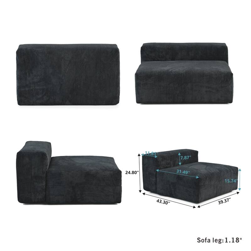 Sectional Couch Sofa with 4 Pillows, Modern Luxurious Modular Sectional Couch with Chaise Ottomans